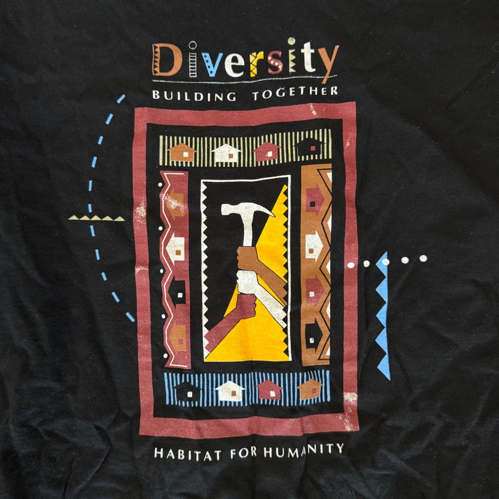 Vtg Fruit of the Loom T-Shirt Men XXL Black Habitat for Humanity Phi Beta Sigma